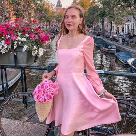 Pink Chiffon Summer Dress, Natural Fabric 00 - 12 - Picture 1 of 5